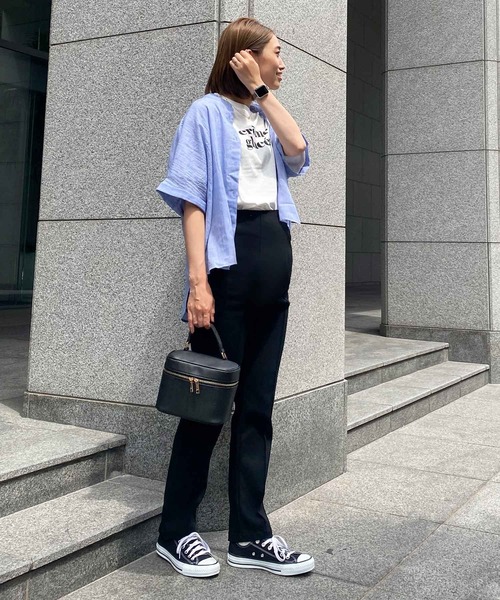 KOBE LETTUCE（コウベレタス）の「のびのびストレッチセンターラインマタニティテーパードパンツ（マタニティウェア/グッズ・レディース・ピンク/ブラック/ベージュ/オフホワイト/ホワイト系・FREE）」の10枚目の写真