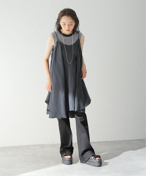 U by SPICK&SPAN（ユーバイスピックアンドスパン）の「【LEPIDOS/レピドス】 GAUZE LOOSE キャミ（ワンピース・レディース・ブラック系その他・FREE）」の15枚目の写真