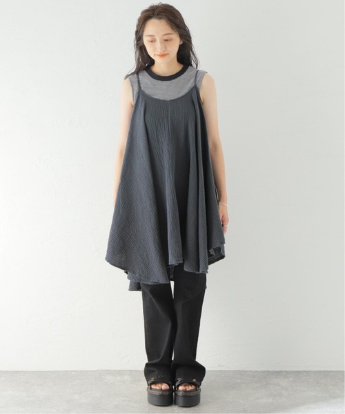 U by SPICK&SPAN（ユーバイスピックアンドスパン）の「【LEPIDOS/レピドス】 GAUZE LOOSE キャミ（ワンピース・レディース・ブラック系その他・FREE）」の4枚目の写真