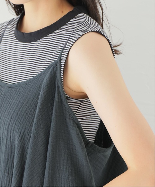 U by SPICK&SPAN（ユーバイスピックアンドスパン）の「【LEPIDOS/レピドス】 GAUZE LOOSE キャミ（ワンピース・レディース・ブラック系その他・FREE）」の9枚目の写真