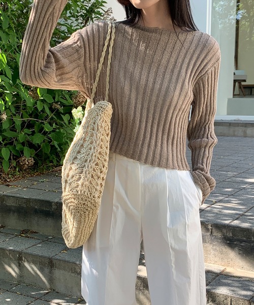 MUYMONA(ムイモナ)の「【MUYMONA】【2022SS】Pale tone boat neck rib knit mmw22s044(ニット/セーター・レディース・モカ/ライトグリーン・FREE)」の21枚目の写真
