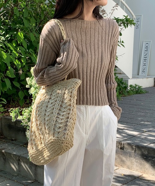 MUYMONA(ムイモナ)の「【MUYMONA】【2022SS】Pale tone boat neck rib knit mmw22s044(ニット/セーター・レディース・モカ/ライトグリーン・FREE)」の20枚目の写真
