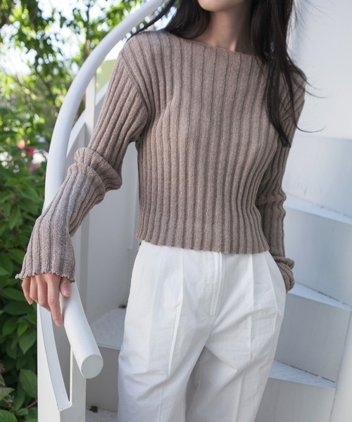 MUYMONA(ムイモナ)の「【MUYMONA】【2022SS】Pale tone boat neck rib knit mmw22s044(ニット/セーター・レディース・モカ/ライトグリーン・FREE)」の16枚目の写真