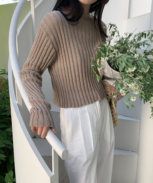 MUYMONA(ムイモナ)の「【MUYMONA】【2022SS】Pale tone boat neck rib knit mmw22s044(ニット/セーター・レディース・モカ/ライトグリーン・FREE)」の18枚目の写真