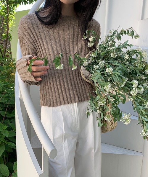 MUYMONA(ムイモナ)の「【MUYMONA】【2022SS】Pale tone boat neck rib knit mmw22s044(ニット/セーター・レディース・モカ/ライトグリーン・FREE)」の19枚目の写真