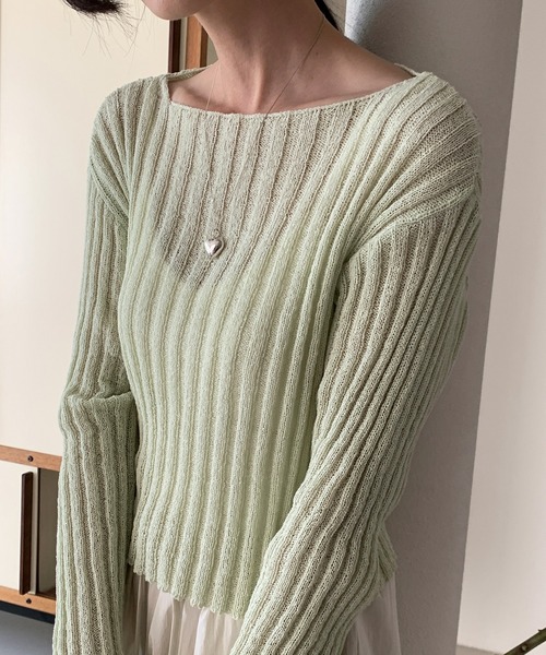 MUYMONA(ムイモナ)の「【MUYMONA】【2022SS】Pale tone boat neck rib knit mmw22s044(ニット/セーター・レディース・モカ/ライトグリーン・FREE)」の12枚目の写真