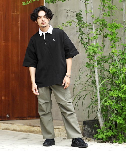 U.S. POLO ASSN.(ユーエスポロアッスン)の「US.POLO ASSN. ユーエスポロアッスン / ブランド別注 オーバーサイズ半袖ラガーシャツ(ポロシャツ・メンズ・ホワイト/ブラック/ダークグリーン/ネイビー/ライトベージュ/チャコール/ブラック系その他/ホワイト系その他/ブルー系その他・MEDIUM/LARGE)」の20枚目の写真