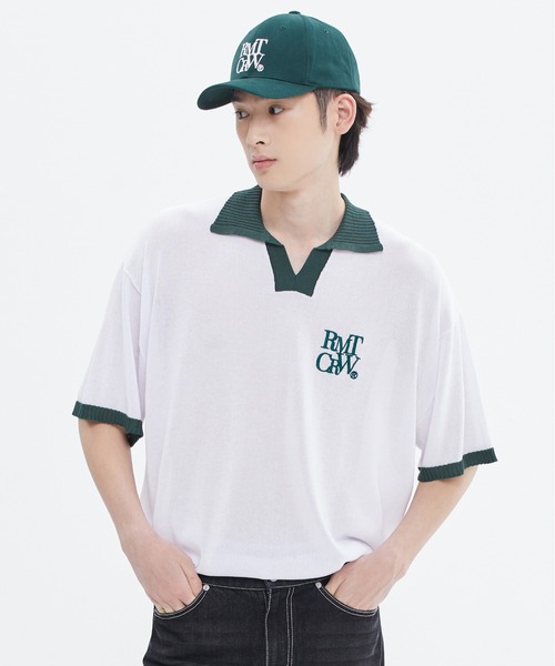 ROMANTIC CROWN(ロマンティッククラウン)の「【ROMANTIC CROWN】RECENT LOGO POLO SHIRT / ロマンティッククラウン リセント ロゴ ニット ポロシャツ(ポロシャツ・メンズ・ネイビー/ライトグレー/ホワイト・SMALL/LARGE/MEDIUM)」の8枚目の写真