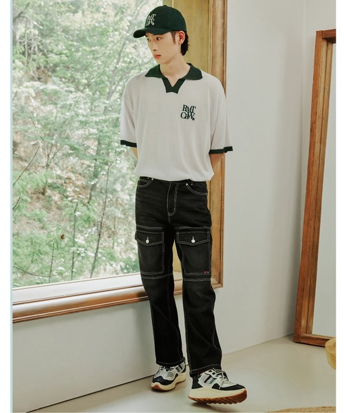ROMANTIC CROWN(ロマンティッククラウン)の「【ROMANTIC CROWN】RECENT LOGO POLO SHIRT / ロマンティッククラウン リセント ロゴ ニット ポロシャツ(ポロシャツ・メンズ・ネイビー/ライトグレー/ホワイト・SMALL/LARGE/MEDIUM)」の4枚目の写真