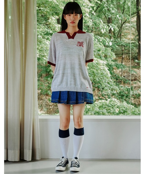ROMANTIC CROWN(ロマンティッククラウン)の「【ROMANTIC CROWN】RECENT LOGO POLO SHIRT / ロマンティッククラウン リセント ロゴ ニット ポロシャツ(ポロシャツ・メンズ・ネイビー/ライトグレー/ホワイト・SMALL/LARGE/MEDIUM)」の6枚目の写真