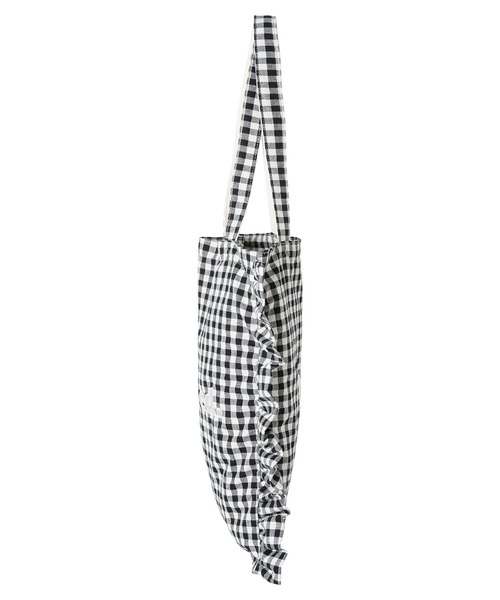 MILKFED.(ミルクフェド)の「COOPER FRILL TOTE /ギンガムチェック フリル トートバッグ/A4収納(トートバッグ・レディース・ブラック/ベージュ/レッド・ONE SIZE)」の6枚目の写真