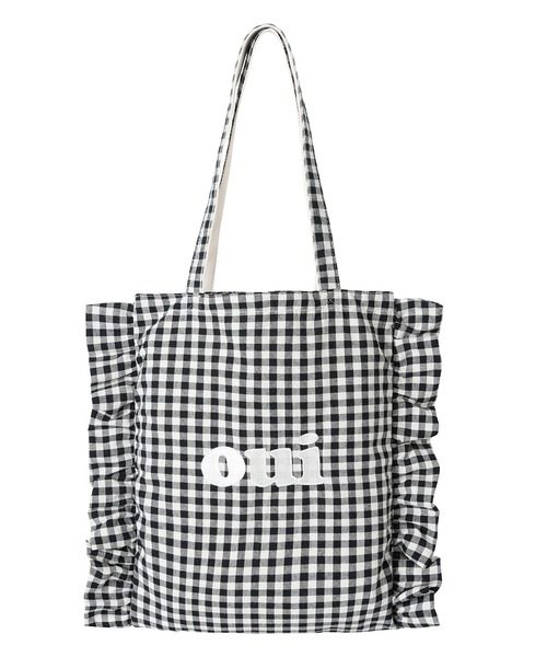 MILKFED.(ミルクフェド)の「COOPER FRILL TOTE /ギンガムチェック フリル トートバッグ/A4収納(トートバッグ・レディース・ブラック/ベージュ/レッド・ONE SIZE)」の7枚目の写真
