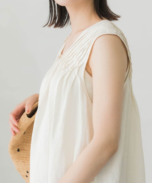かぐれ（カグレ）の「タックショルダーリネンワンピース（ワンピース 