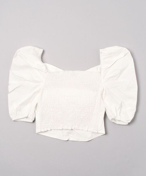 Auntie Rosa（アンティローザ）の「パフスリーブクロップドトップス（Tシャツ/カットソー・レディース・ホワイト/ブラック・FREE）」の3枚目の写真