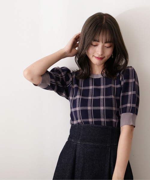 PROPORTION BODY DRESSING(プロポーションボディドレッシング)の「チェックニット / 1212270802(ニット/セーター・レディース・ネイビー/ダークグレー/ブラック・FREE)」の3枚目の写真