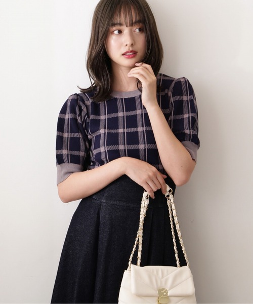 PROPORTION BODY DRESSING(プロポーションボディドレッシング)の「チェックニット / 1212270802(ニット/セーター・レディース・ネイビー/ダークグレー/ブラック・FREE)」の4枚目の写真