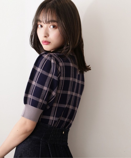 PROPORTION BODY DRESSING(プロポーションボディドレッシング)の「チェックニット / 1212270802(ニット/セーター・レディース・ネイビー/ダークグレー/ブラック・FREE)」の5枚目の写真