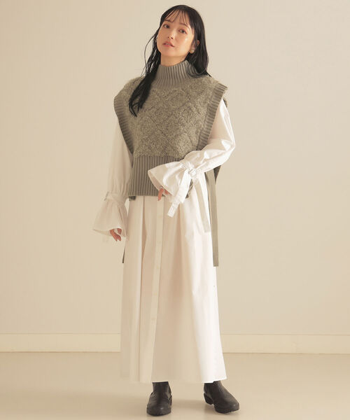 BeAMS DOT（ビームスドット）の「【WEB限定】BeAMS DOT / ジャカード ニットベスト（ベスト・レディース・ダークブラウン/ベージュ・FREE）」の5枚目の写真