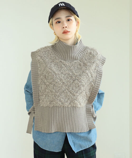 BeAMS DOT（ビームスドット）の「【WEB限定】BeAMS DOT / ジャカード ニットベスト（ベスト・レディース・ダークブラウン/ベージュ・FREE）」の7枚目の写真