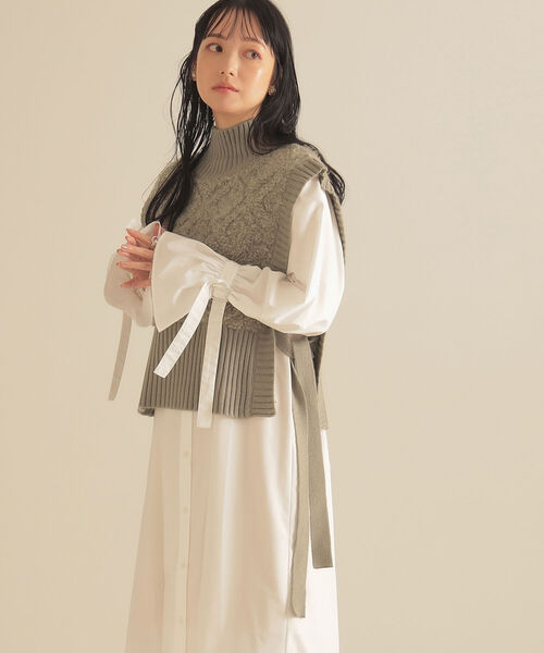 BeAMS DOT（ビームスドット）の「【WEB限定】BeAMS DOT / ジャカード ニットベスト（ベスト・レディース・ダークブラウン/ベージュ・FREE）」の9枚目の写真