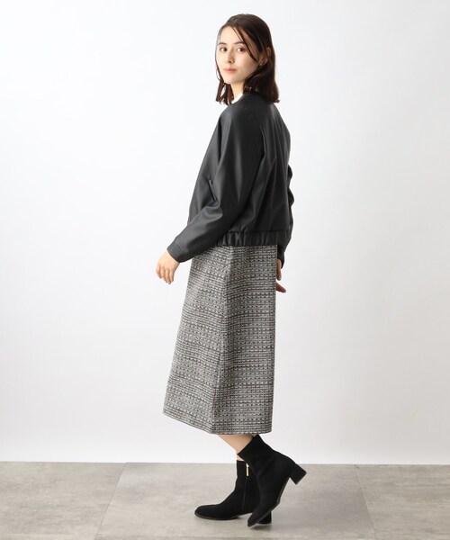 grove（グローブ）の「◆ノーカラーフェイクレザーブルゾン（ライダースジャケット・レディース・ブラック・02/03/01/05/04）」の4枚目の写真