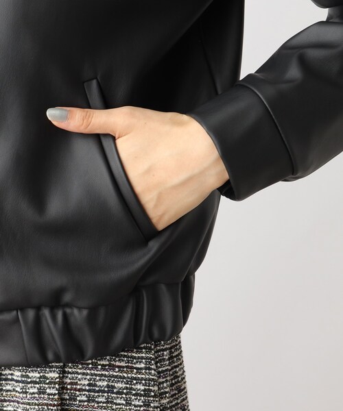 grove（グローブ）の「◆ノーカラーフェイクレザーブルゾン（ライダースジャケット・レディース・ブラック・02/03/01/05/04）」の14枚目の写真