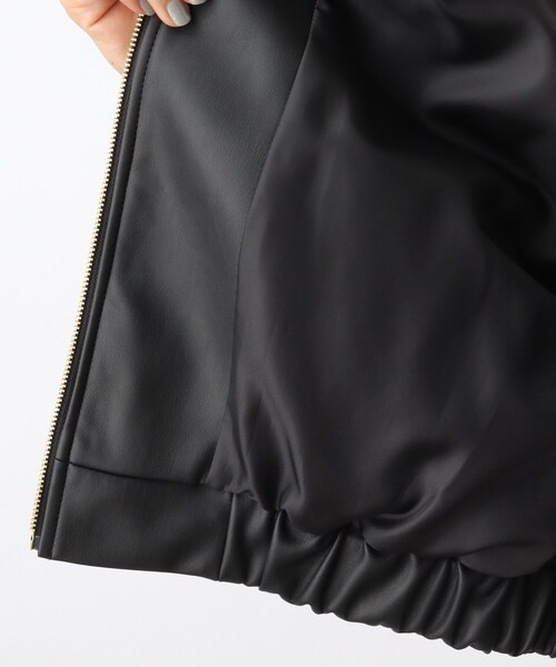 grove（グローブ）の「◆ノーカラーフェイクレザーブルゾン（ライダースジャケット・レディース・ブラック・02/03/01/05/04）」の15枚目の写真