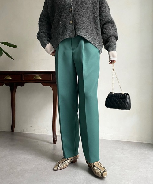 DouDou（ドゥドゥ）の「カラータックパンツ（その他パンツ・レディース・ブラック/ブラウン/パープル/グリーン・36/38）」の3枚目の写真