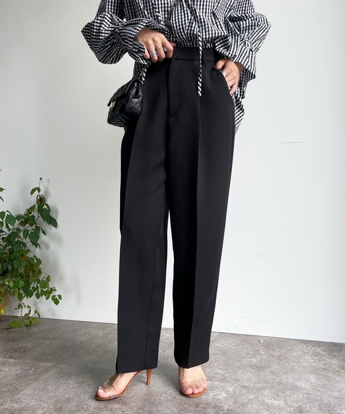 DouDou（ドゥドゥ）の「カラータックパンツ（その他パンツ・レディース・ブラック/ブラウン/パープル/グリーン・36/38）」の2枚目の写真