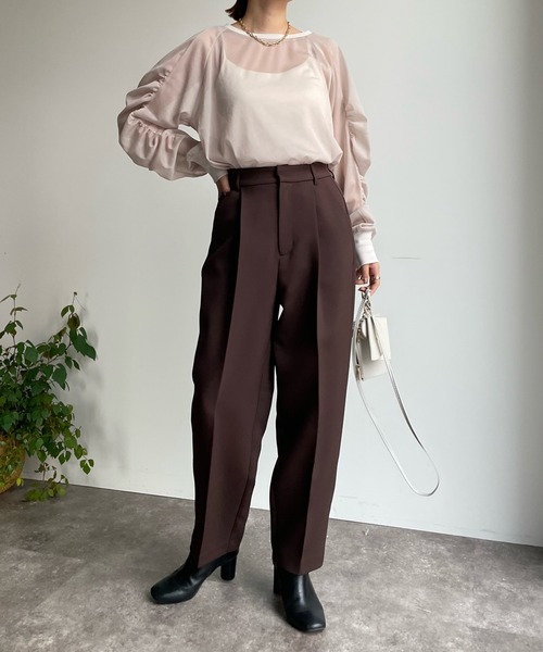 DouDou（ドゥドゥ）の「カラータックパンツ（その他パンツ・レディース・ブラック/ブラウン/パープル/グリーン・36/38）」の10枚目の写真