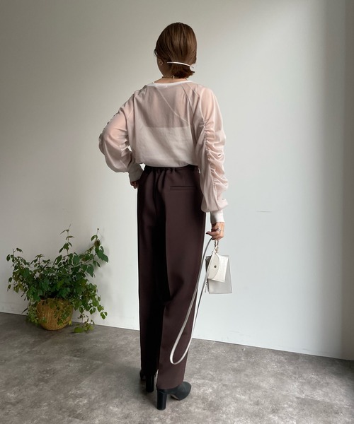 DouDou（ドゥドゥ）の「カラータックパンツ（その他パンツ・レディース・ブラック/ブラウン/パープル/グリーン・36/38）」の6枚目の写真