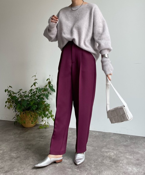 DouDou（ドゥドゥ）の「カラータックパンツ（その他パンツ・レディース・ブラック/ブラウン/パープル/グリーン・36/38）」の20枚目の写真