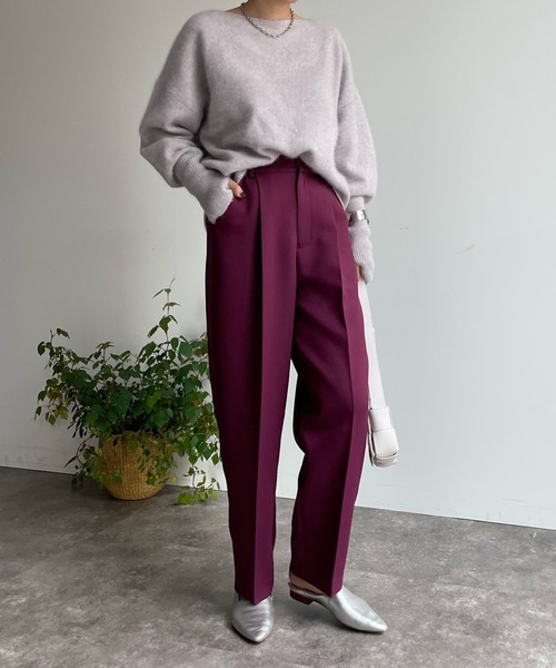 DouDou（ドゥドゥ）の「カラータックパンツ（その他パンツ・レディース・ブラック/ブラウン/パープル/グリーン・36/38）」の7枚目の写真