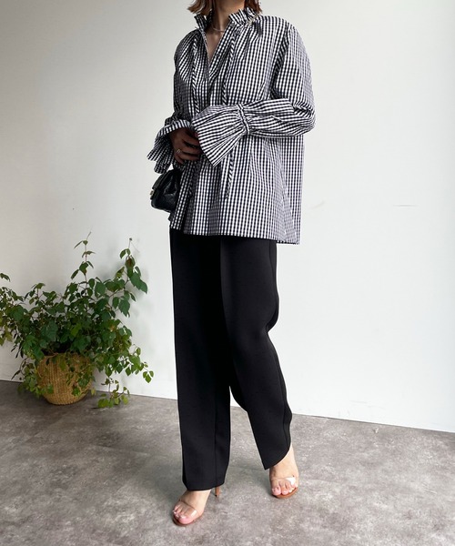 DouDou（ドゥドゥ）の「カラータックパンツ（その他パンツ・レディース・ブラック/ブラウン/パープル/グリーン・36/38）」の13枚目の写真