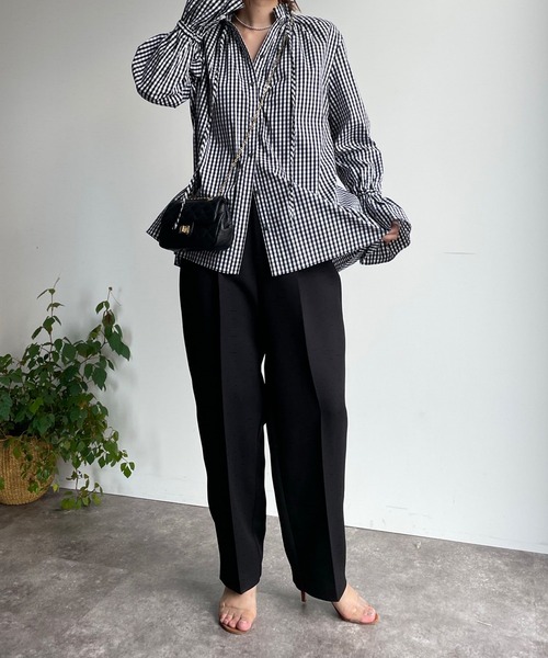 DouDou（ドゥドゥ）の「カラータックパンツ（その他パンツ・レディース・ブラック/ブラウン/パープル/グリーン・36/38）」の9枚目の写真