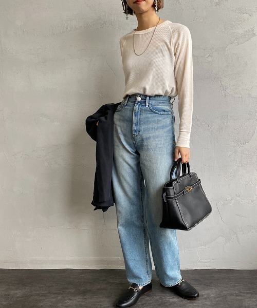 HANES（ヘインズ）の「[HANES/ヘインズ] UNDIES サーマルクルーネックカットソー（Tシャツ/カットソー・レディース・ブラック/オフホワイト/ダークグリーン/ヘザーグレー・F）」の10枚目の写真
