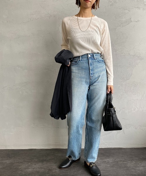 HANES（ヘインズ）の「[HANES/ヘインズ] UNDIES サーマルクルーネックカットソー（Tシャツ/カットソー・レディース・ブラック/オフホワイト/ダークグリーン/ヘザーグレー・F）」の8枚目の写真