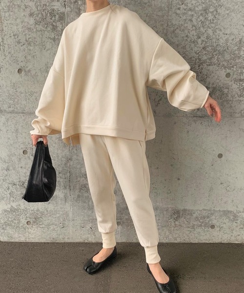 select MOCA by son（セレクトモカバイソン）の「リラックスリブスリットジョガーパンツ（スウェットパンツ・レディース・グレー/アイボリー/ブラック・FREE）」の11枚目の写真