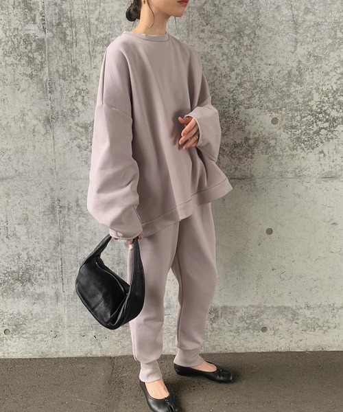 select MOCA by son（セレクトモカバイソン）の「リラックスリブスリットジョガーパンツ（スウェットパンツ・レディース・グレー/アイボリー/ブラック・FREE）」の5枚目の写真