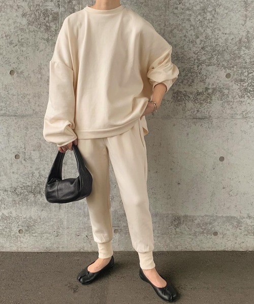 select MOCA by son（セレクトモカバイソン）の「リラックスリブスリットジョガーパンツ（スウェットパンツ・レディース・グレー/アイボリー/ブラック・FREE）」の9枚目の写真