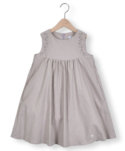 TartineetChocolat/【お揃い】日本製コットンシャツコール刺繍ジャンパースカート(90~130cm)
