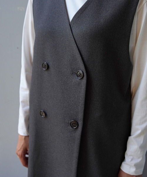 DROIT BELLO（ドロイトベロ）の「DROIT BELLO（ドロイトベロ）ロングジレワンピース（ベスト・レディース・チャコールグレー/ベージュ・FREE/F）」の9枚目の写真