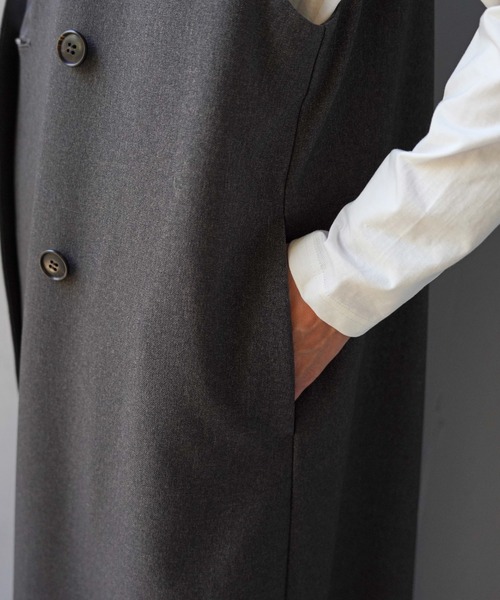 DROIT BELLO（ドロイトベロ）の「DROIT BELLO（ドロイトベロ）ロングジレワンピース（ベスト・レディース・チャコールグレー/ベージュ・FREE/F）」の4枚目の写真