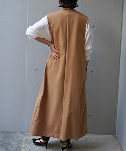 DROIT BELLO（ドロイトベロ）の「DROIT BELLO（ドロイトベロ）ロングジレワンピース（ベスト・レディース・チャコールグレー/ベージュ・FREE/F）」の11枚目の写真