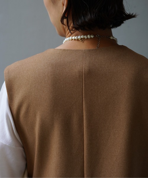 DROIT BELLO（ドロイトベロ）の「DROIT BELLO（ドロイトベロ）ロングジレワンピース（ベスト・レディース・チャコールグレー/ベージュ・FREE/F）」の12枚目の写真