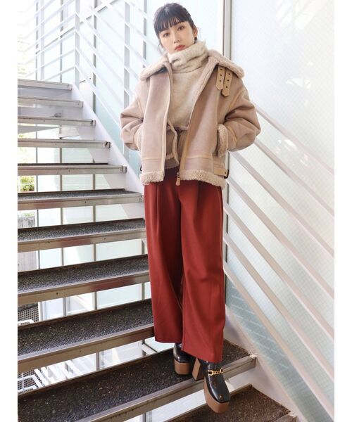 MURUA（ムルーア）の「ミドルフェイクムートン（ムートンコート・レディース・ベージュ/ブラウン/カーキ・1/2）」の21枚目の写真