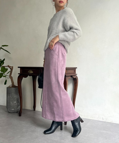 prose verse（プロズヴェール）の「ボートネックシャギーニット（ニット/セーター・レディース・パープル/グリーン/ネイビー/チャコール/グレー・ﾌﾘ-）」の14枚目の写真