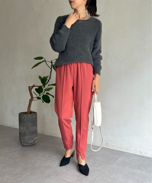 prose verse（プロズヴェール）の「ボートネックシャギーニット（ニット/セーター・レディース・パープル/グリーン/ネイビー/チャコール/グレー・ﾌﾘ-）」の8枚目の写真