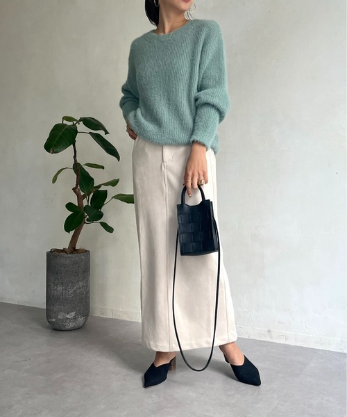 prose verse（プロズヴェール）の「ボートネックシャギーニット（ニット/セーター・レディース・パープル/グリーン/ネイビー/チャコール/グレー・ﾌﾘ-）」の9枚目の写真