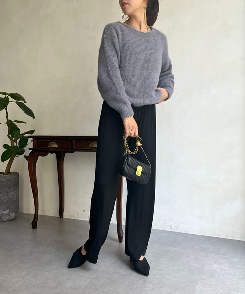 prose verse（プロズヴェール）の「ボートネックシャギーニット（ニット/セーター・レディース・パープル/グリーン/ネイビー/チャコール/グレー・ﾌﾘ-）」の12枚目の写真